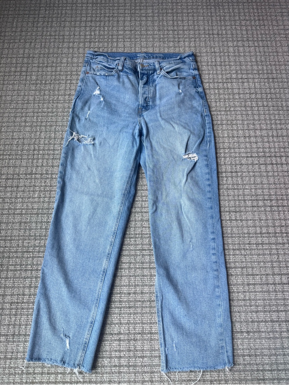 Old Navy Light Blue Distressed Straight-Leg Jeans